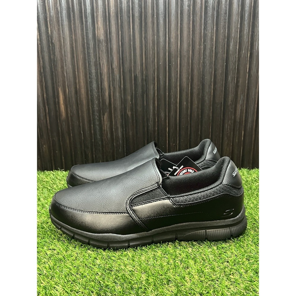 Size 12 - Skechers Men's Nampa Groton Memory Foam Slip On Resistant Work Shoes